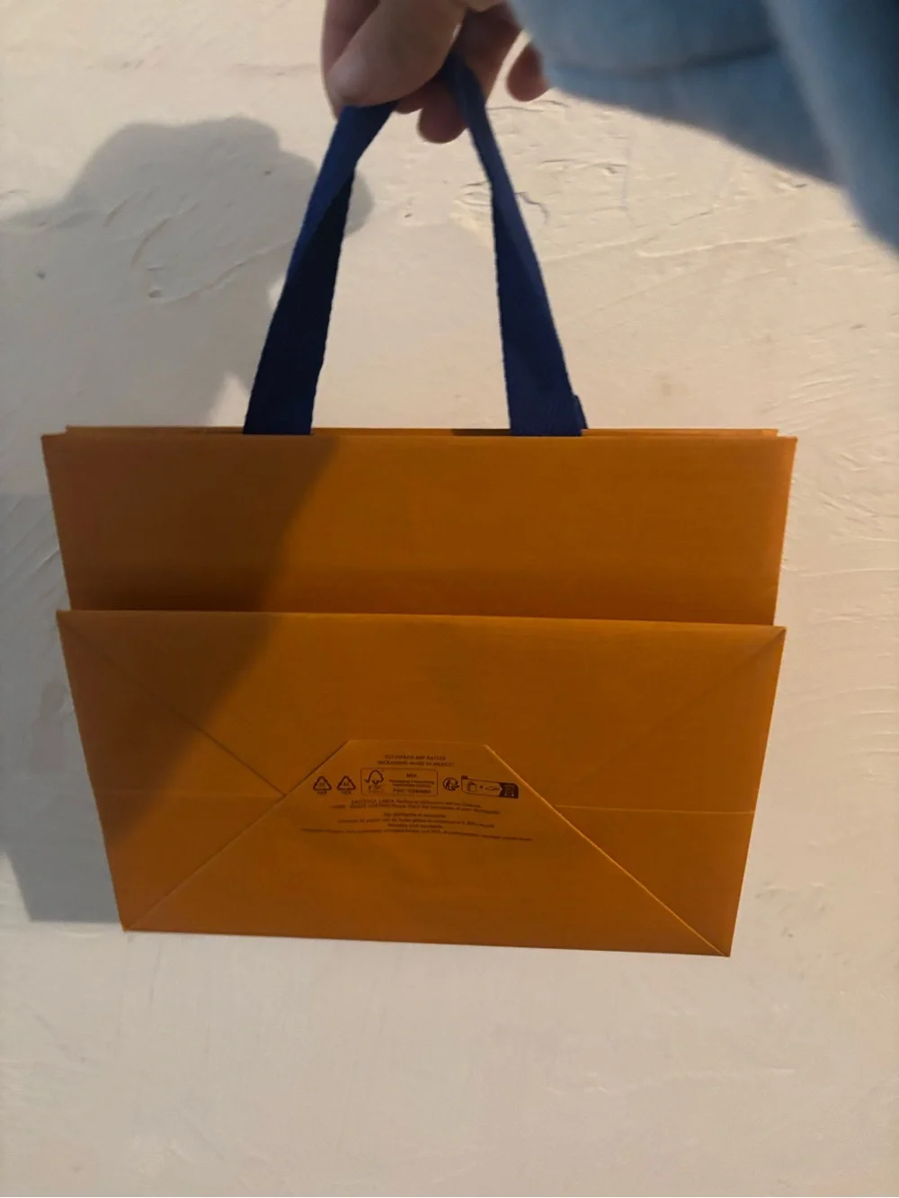 Louis Vuitton Orange Shopping Gift Bag Blue Handles Designer Packaging